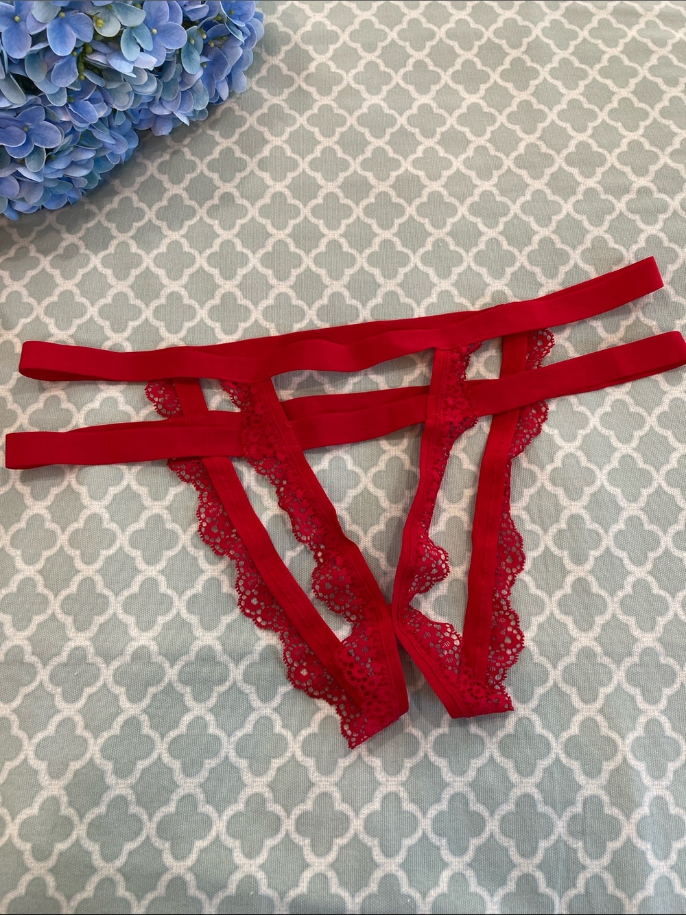 Vintage Victoria’s Secret Very Sexy Banded Strappy Red Panty L/XL?
